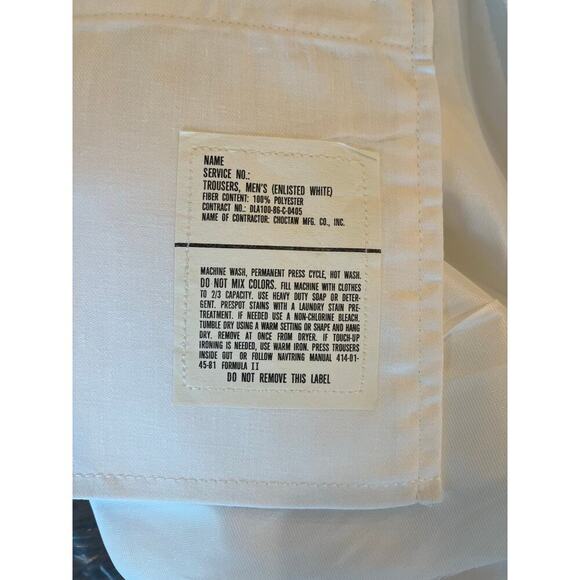 US Navy Enlisted White Pants Trousers Men 28S Service Dress Uniform Classic - Picture 3 of 11